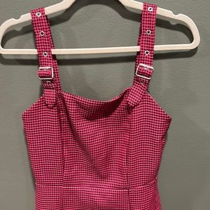 Bershka Pink & Black Herringbone Punk Rock Dress Medium